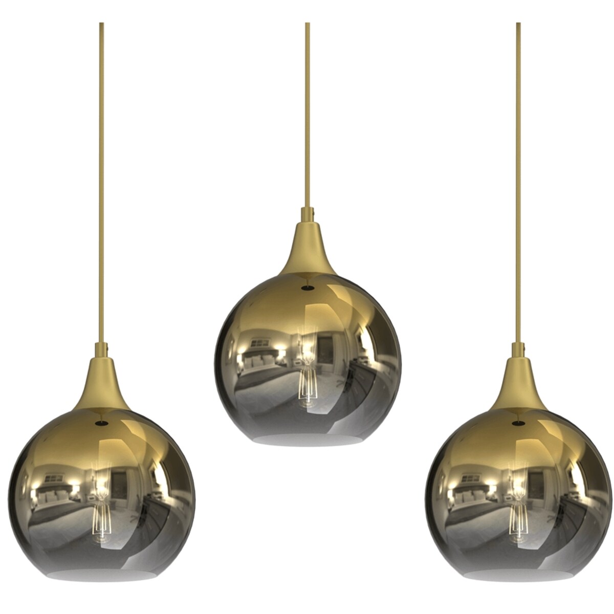 Lampa wisząca potrójna Monte MLP8402 przydymiona złota