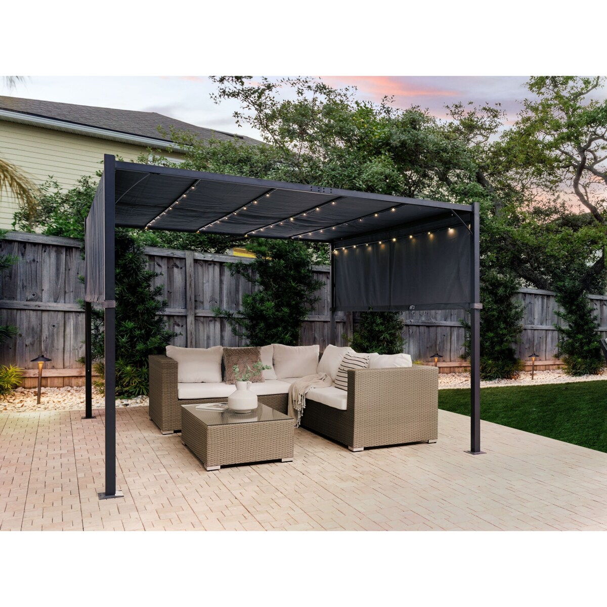 Pawilon ogrodowy LED PARGA Metal 310 cm 310 cm Ciemnoszary