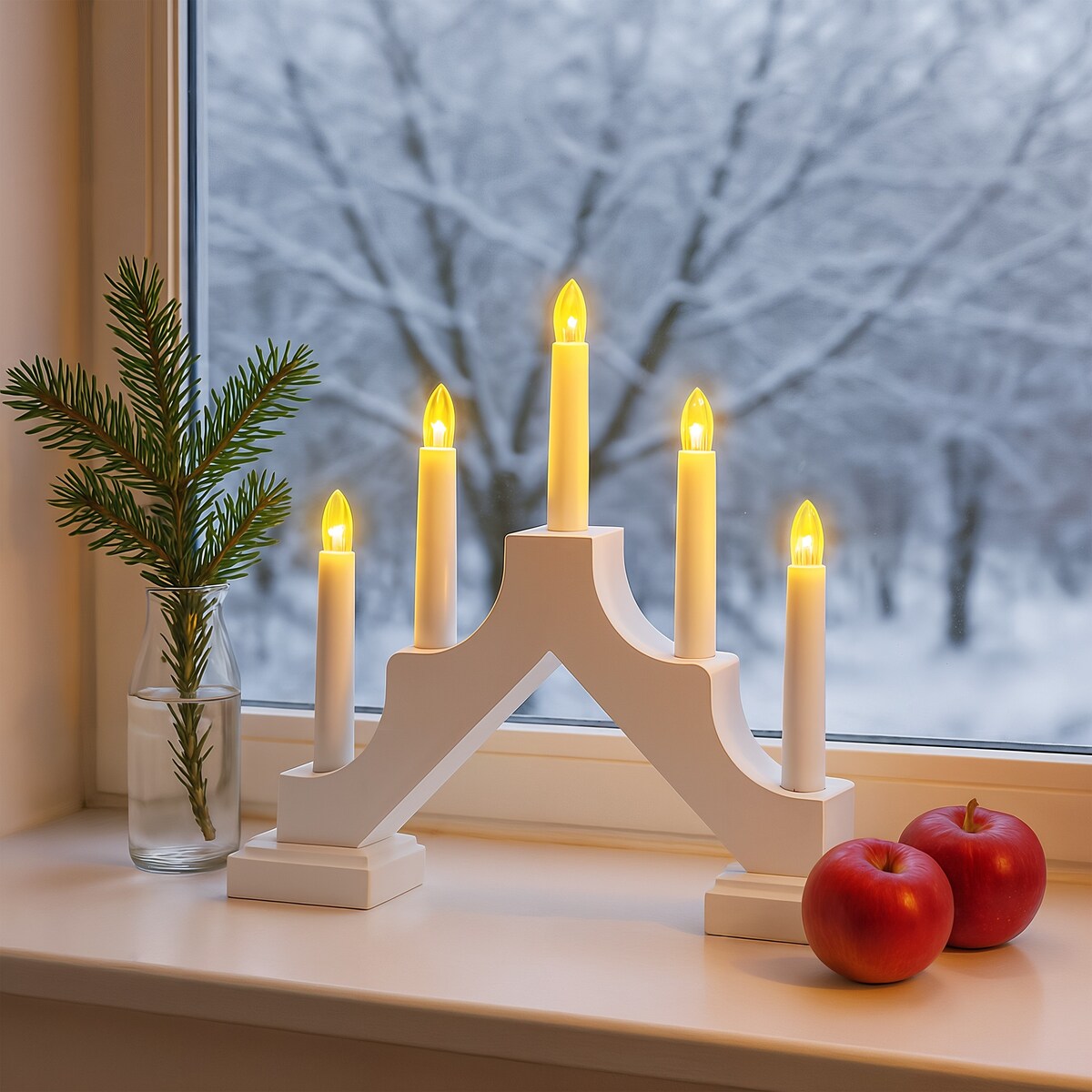 Świecznik 5 LED świąteczny LATARENKA na boże narodzenie TIMER baterie JUMI