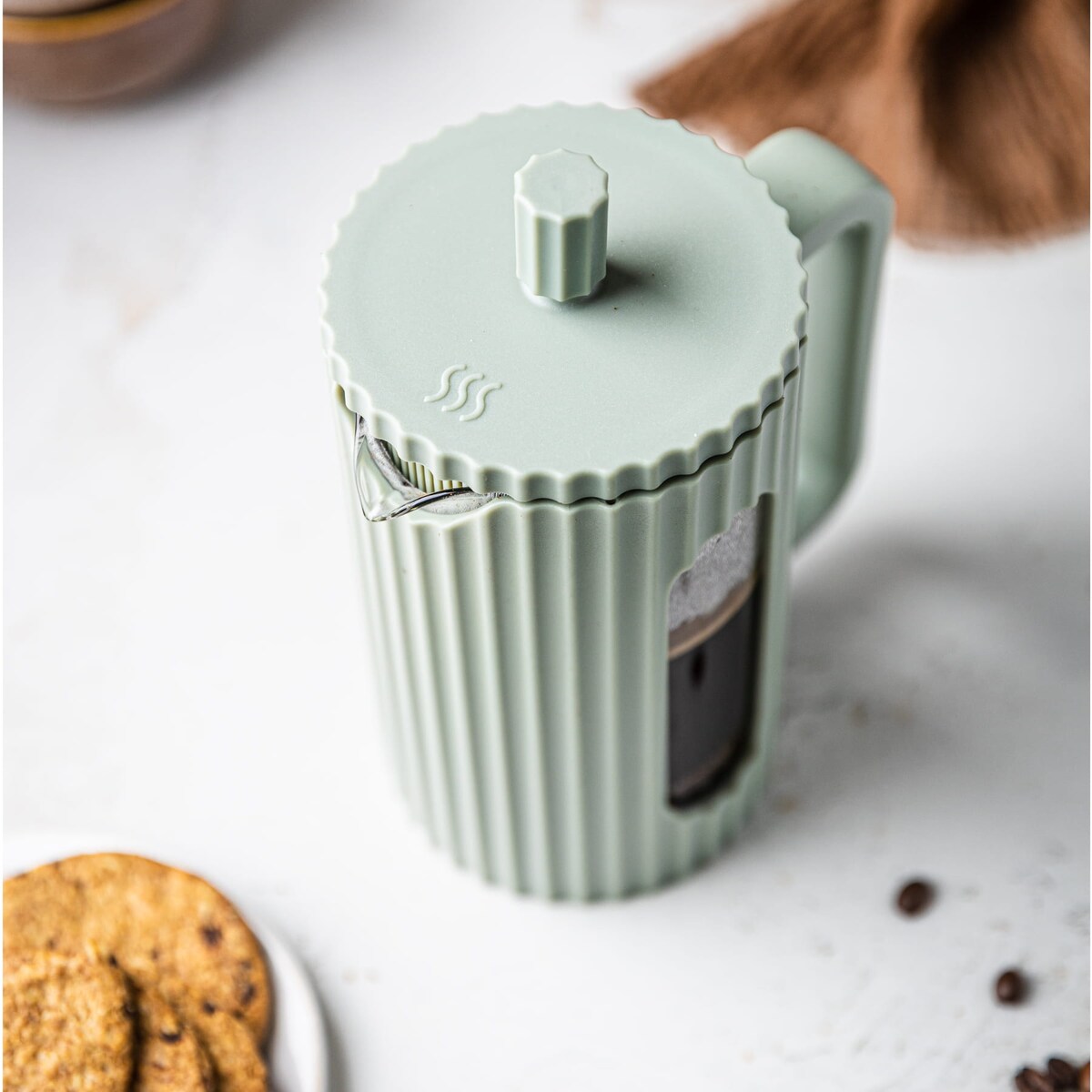 Zaparzacz do herbaty kawy szklany French Press 600 ml zielony KLAUSBERG