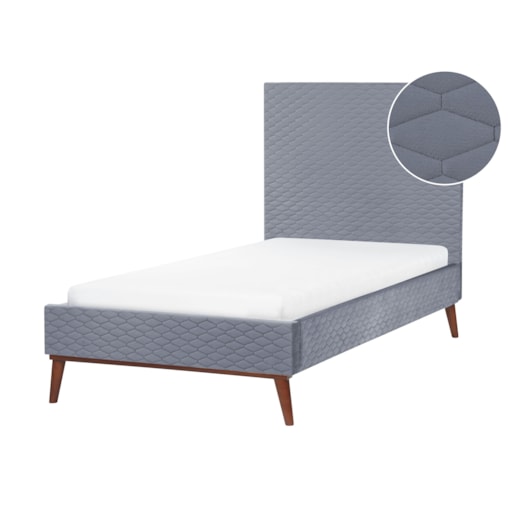 Łóżko welurowe 90 x 200 cm szare BAYONNE