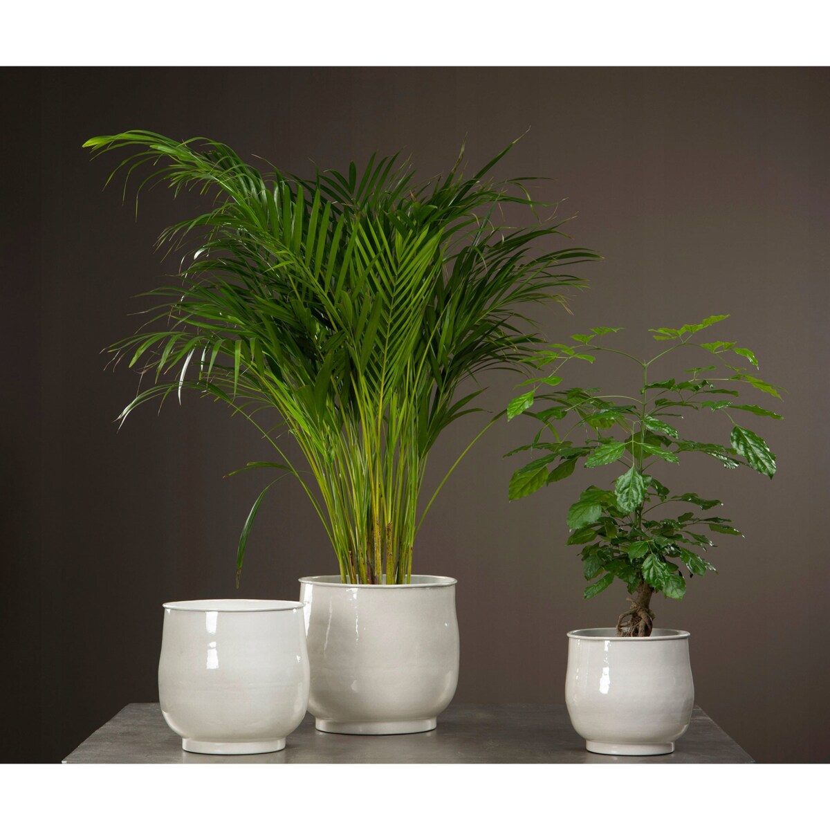 OSŁONKA DUŻA BIAŁA OKRĄGŁA DONICZKA podłogowa loft połysk na palmy 3 szt.