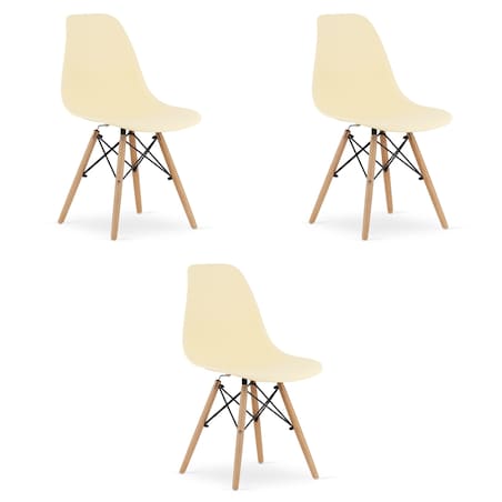 Krzesło Do Jadalni Kuchni Salonu Osaka Kremowe / Nogi Naturalne X 3