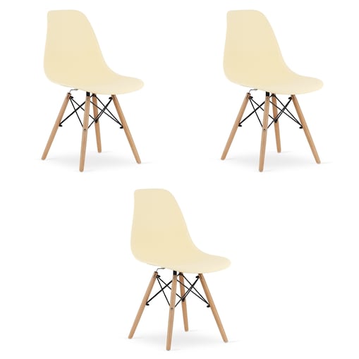 Krzesło Do Jadalni Kuchni Salonu Osaka Kremowe / Nogi Naturalne X 3