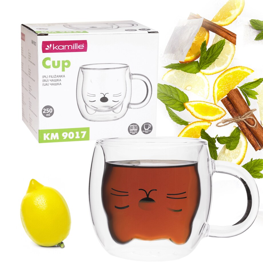Szklanka filiżanka do kawy herbaty z podwójnego szkła 250ml KAMILLE