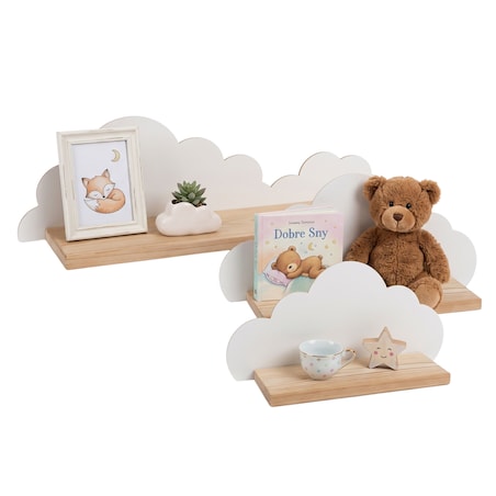 Półki Chmurki do pokoju drewniane dziecięcego zestaw 3 szt. Verk.design