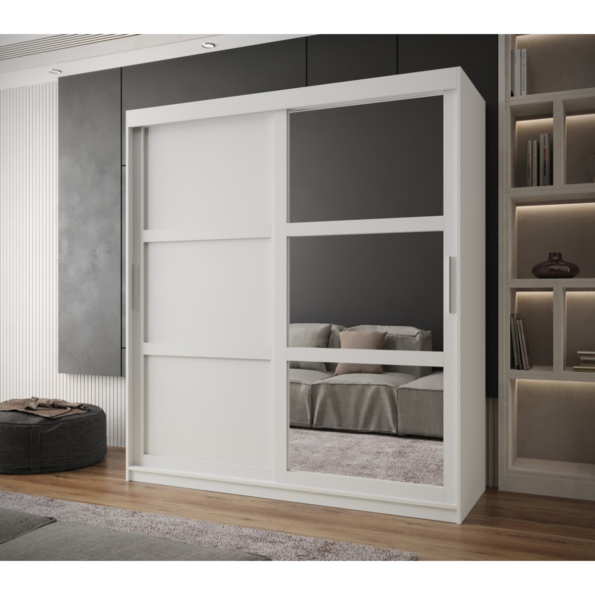 Szafa przesuwna Garderoba MIROR 3 180 biały