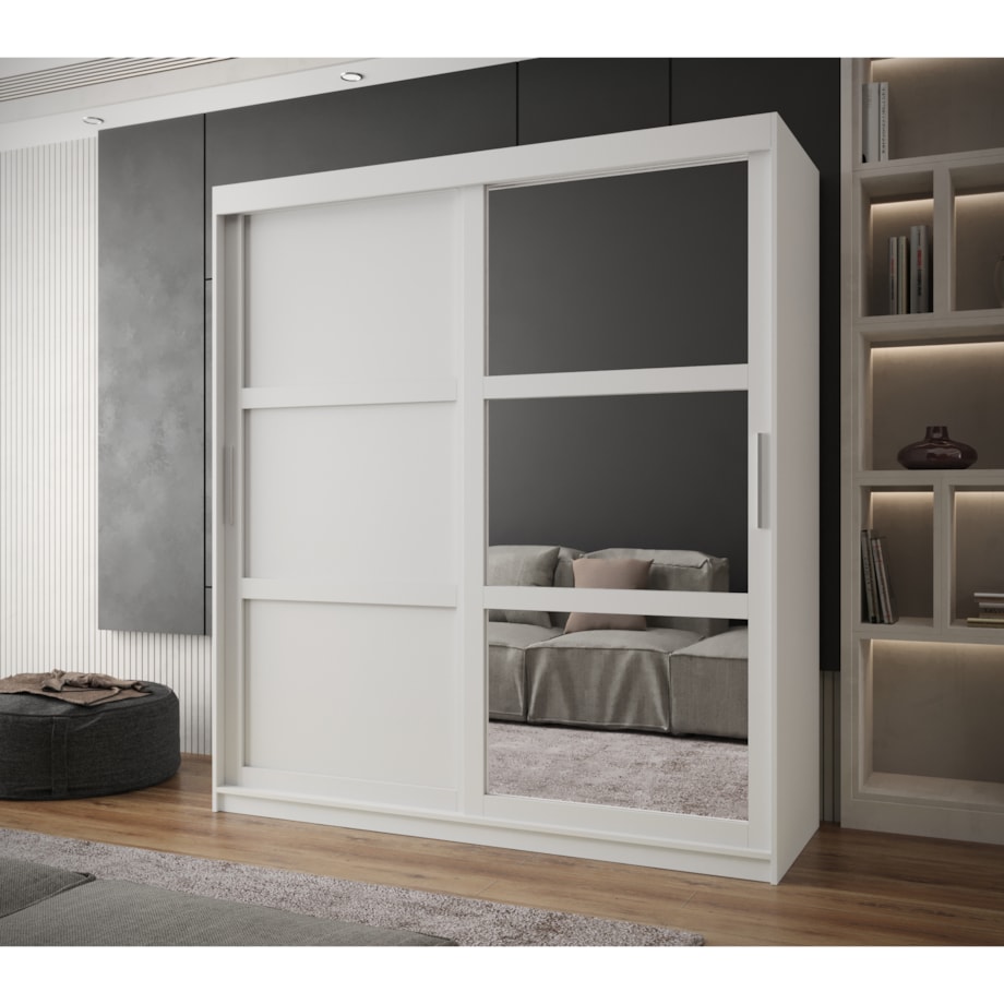 Szafa przesuwna Garderoba MIROR 3 180 biały