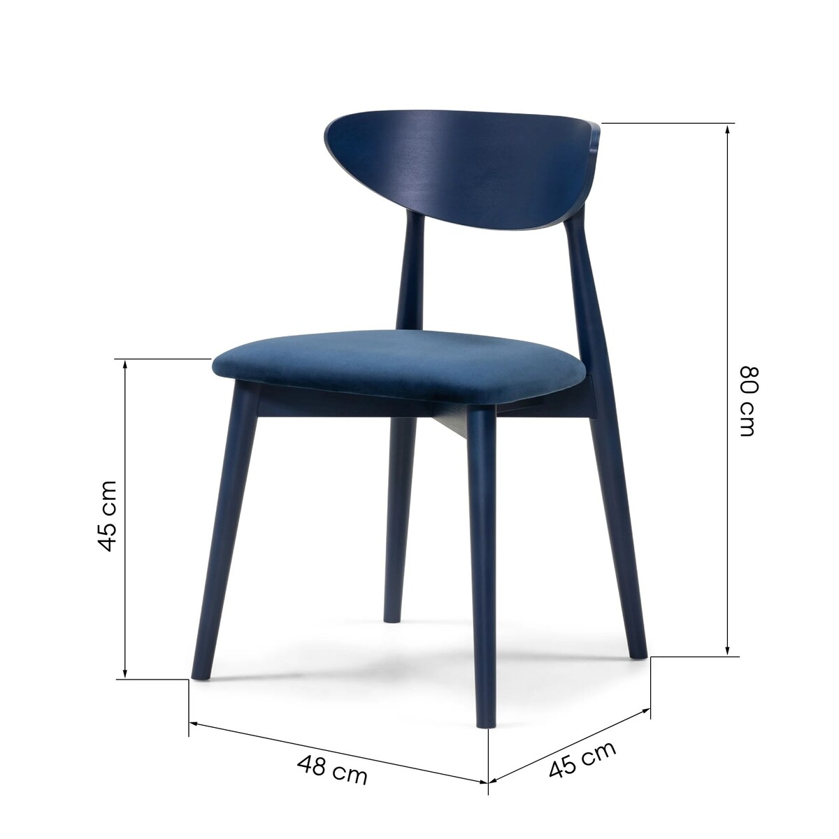 Krzesło drewniane do jadalni 80x45x45 cm niebieskie OLBIA-IV