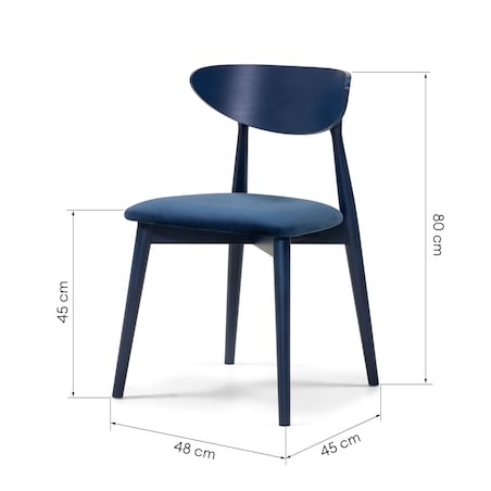 Krzesło drewniane do jadalni 80x45x45 cm niebieskie OLBIA-IV