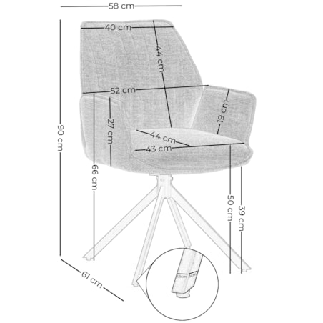 Krzesło tapicerowane obrotowe szenilowe do salonu MERANO brązowe