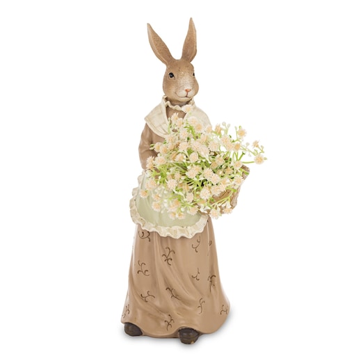 Dekoracja - króliczka z bukietem kwiatów 31x13x14 cm LAPIN