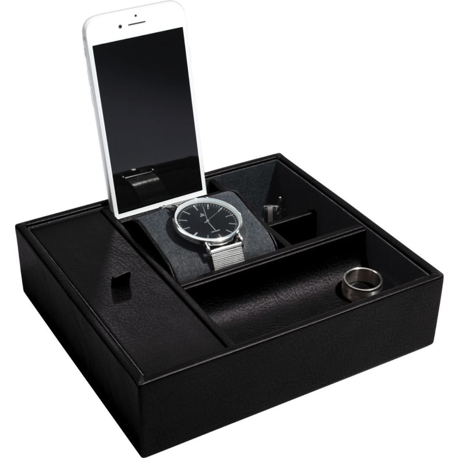 Stacja dokująca i pudełko na zegarki i biżuterię duże Stackers czarne
