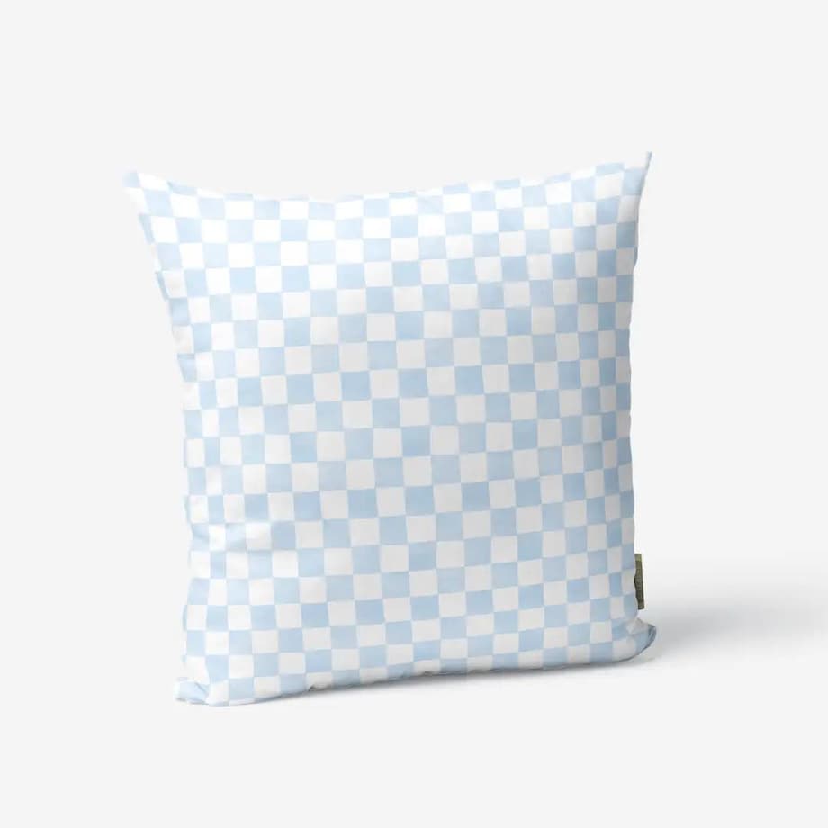 Poduszka świąteczna na krzesło - błękitna krata