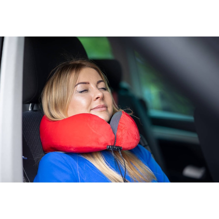 Poduszka podróżna na szyję Dr.Bacty - granatowa. Plus zatyczki do uszu i opaska na oczy