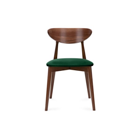 KONSIMO RABI drewniane krzesło orzech ciemny zielony welur