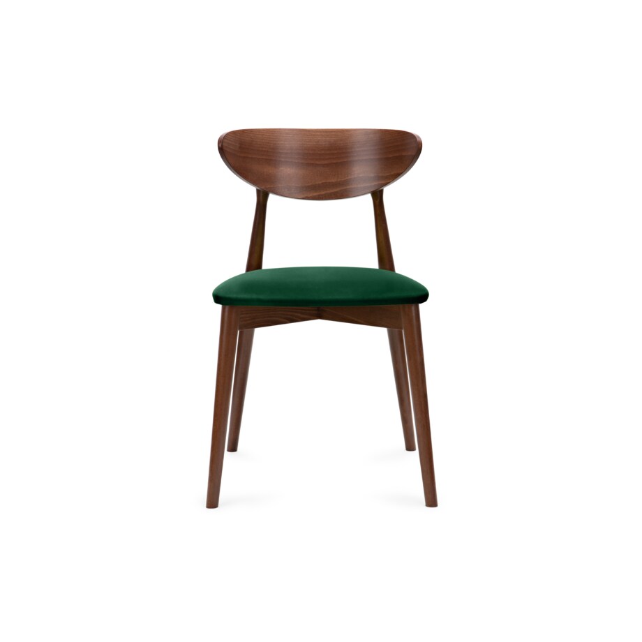 KONSIMO RABI drewniane krzesło orzech ciemny zielony welur