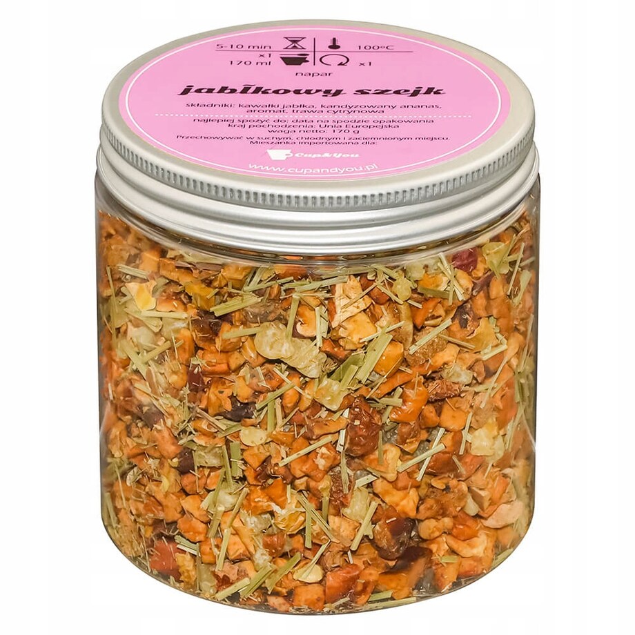 Herbata owocowa JABŁKOWY SZEJK o smaku jabłkowo-cytrusowym PREMIUM Cup&You - herbata liściasta sypana mieszanka napar susz - gotowa na prezent upominek