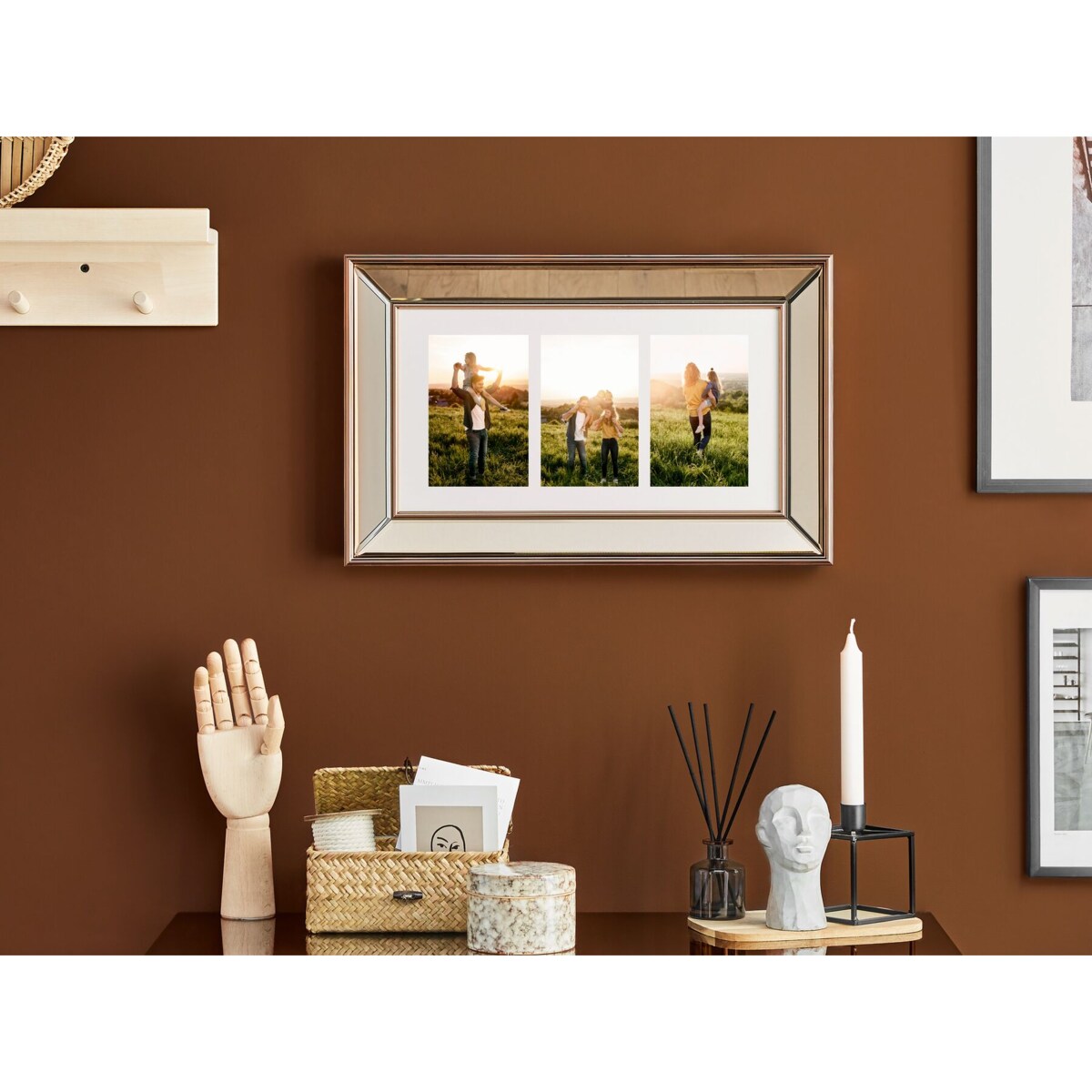 Multiramka na 3 zdjęcia lustrzana miedziana DABOLA