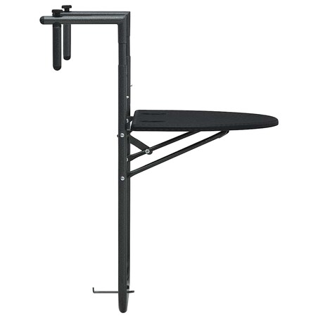 vidaXL Wiszący stolik balkonowy, czarny, 60x64x83,5 cm, plastikowy