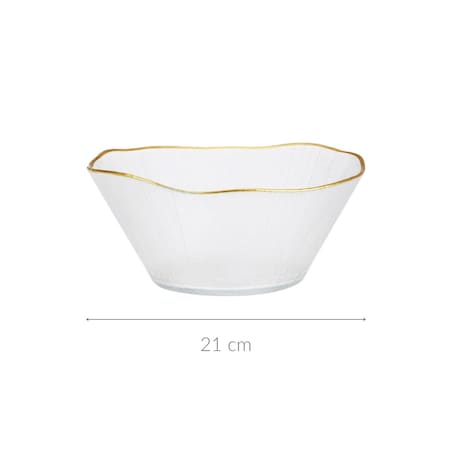 Szklana miska ze złotą obwódką DATURA, 21 cm