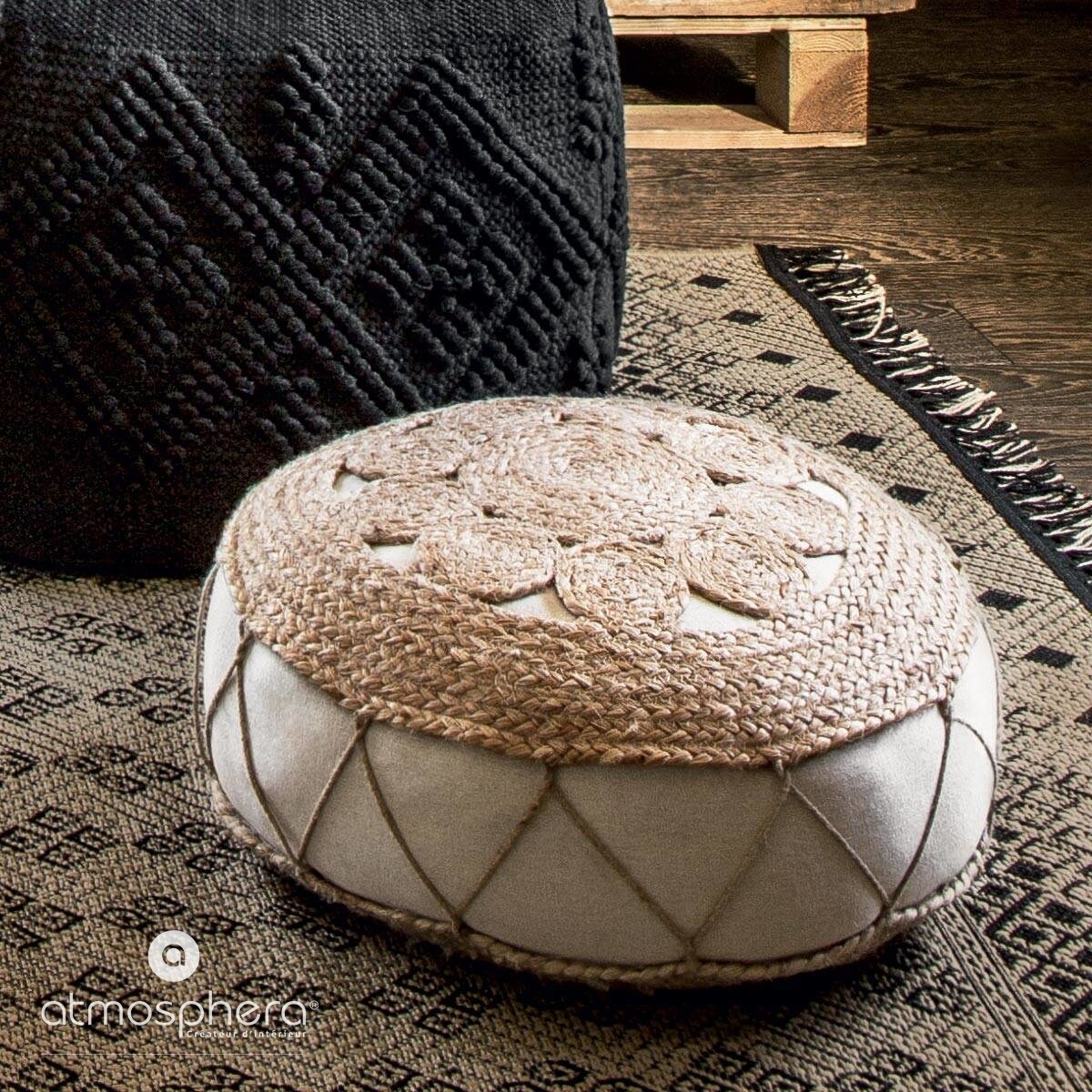 Pufa pleciona SOL, Ø 43 cm