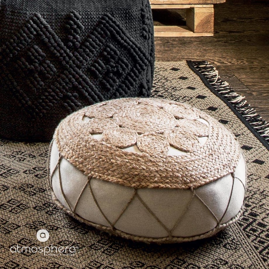 Pufa pleciona SOL, Ø 43 cm