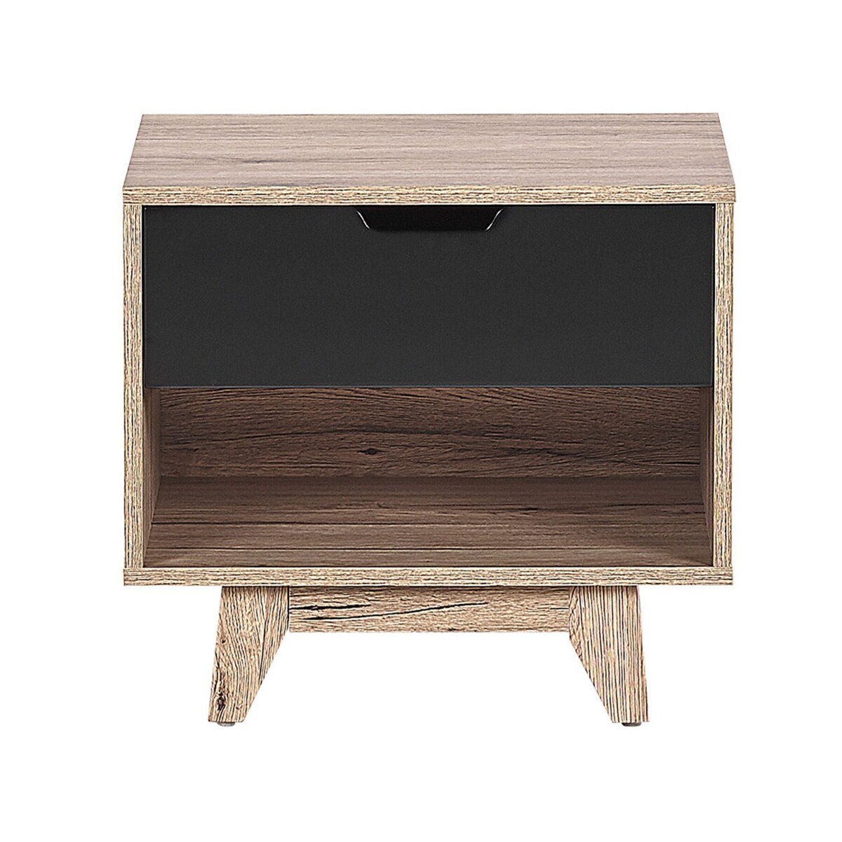 Szafka nocna jasne drewno z czarnym SPENCER
