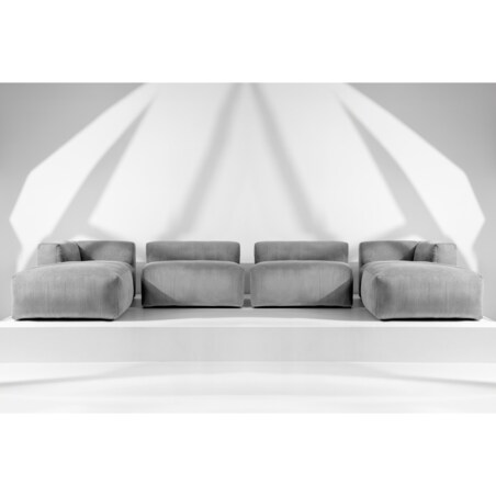 KONSIMO BUFFO 7/8-osobowa panoramiczna sofa narożna z wyjątkowo miękkim siedziskiem, kolor jasny szary