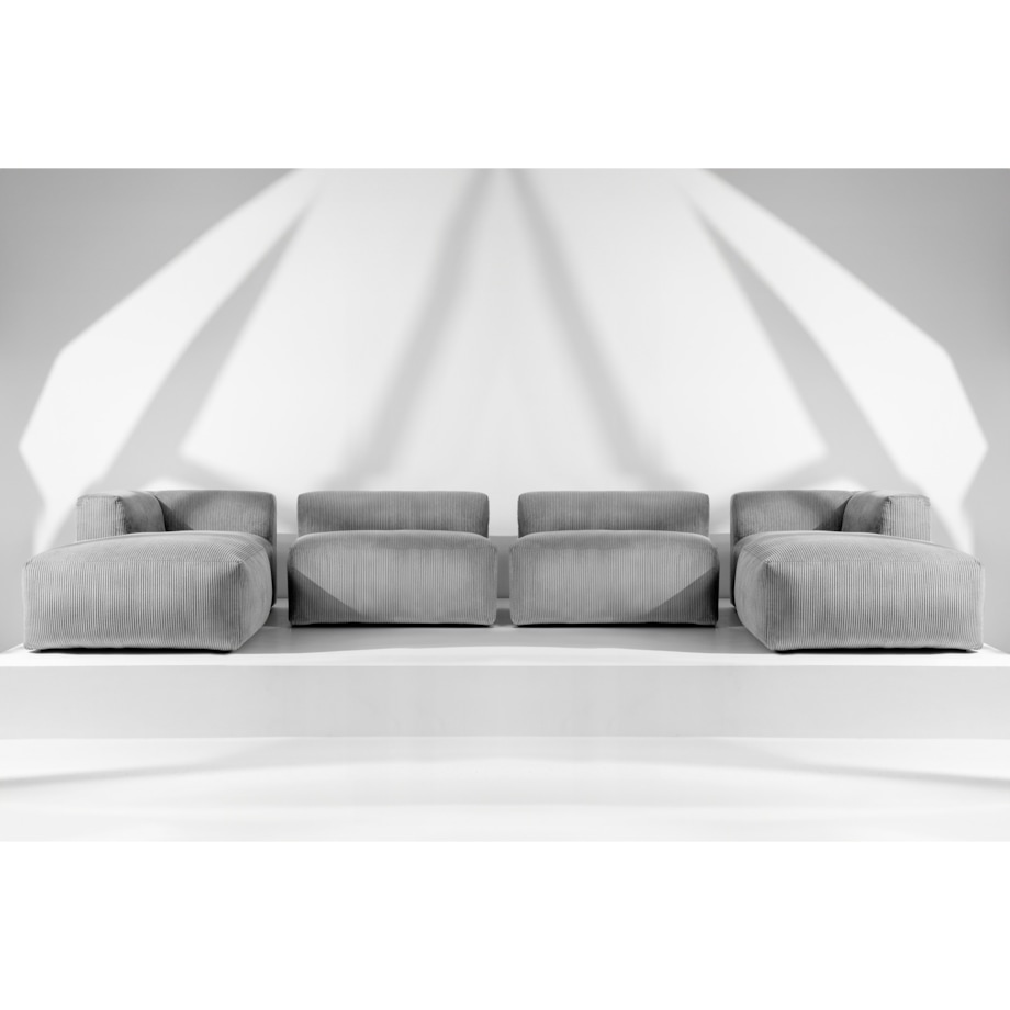 KONSIMO BUFFO 7/8-osobowa panoramiczna sofa narożna z wyjątkowo miękkim siedziskiem, kolor jasny szary