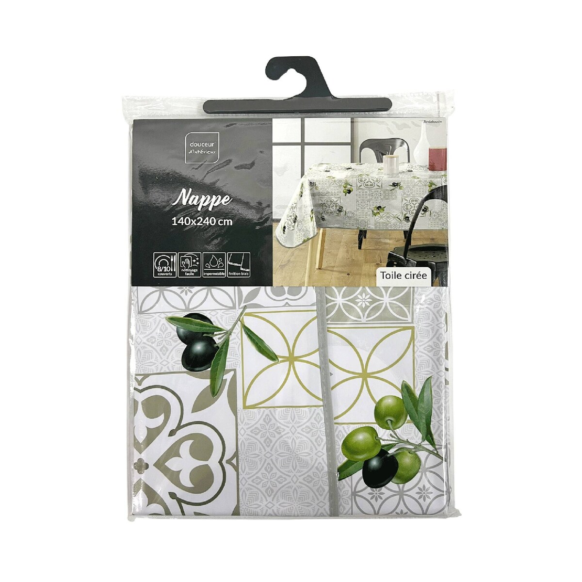 Obrus w hiszpański wzór ANDALOUSIE, 140 x 240 cm, tworzywo sztuczne