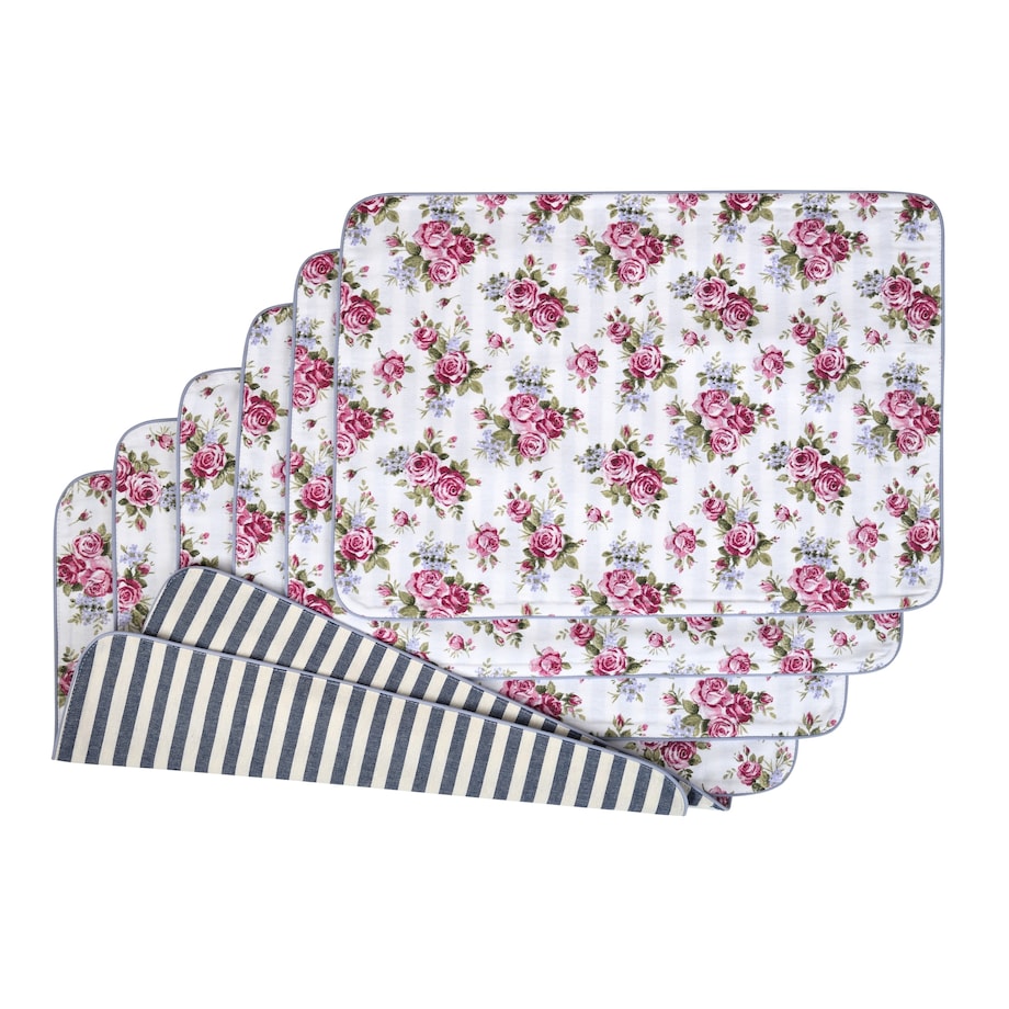 Podkładki dwustronne Rose Garden & Stripes - 6 sztuk