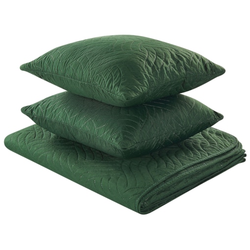 Komplet narzuta z poduszkami tłoczony 200 x 220 cm zielony BABAK