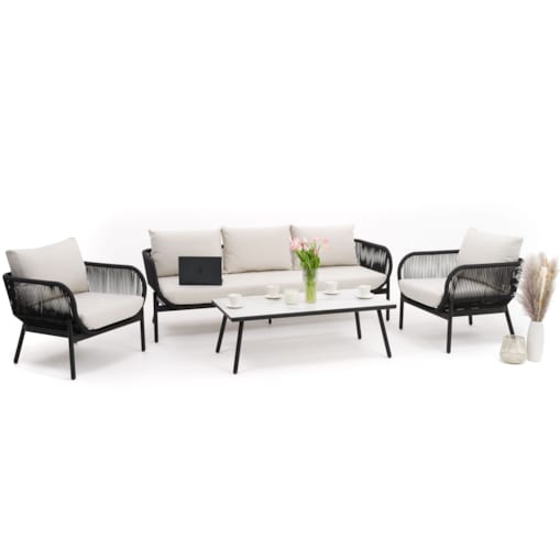 Zestaw mebli ogród taras nowoczesne aluminiowe BELIZE LUX biało beżowe