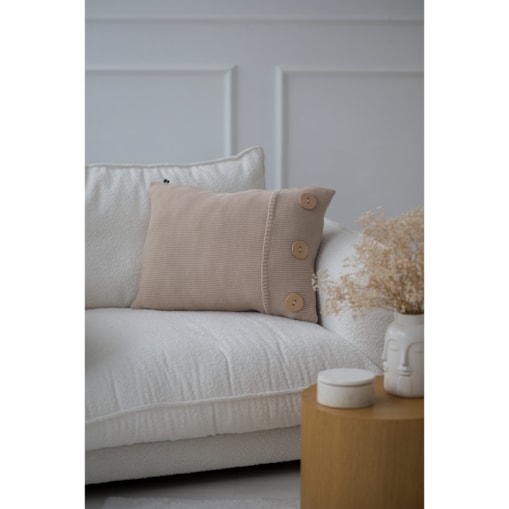 Poszewka klasyczna z guzikami beżowa, 40 x 60 cm, La Manta