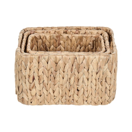 Zestaw 3 koszy z hiacyntu wodnego jasny HANOI