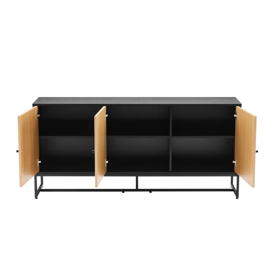 KOMODA Clar Z 3 SZAFKAMI w jodełkę dębowa czarna