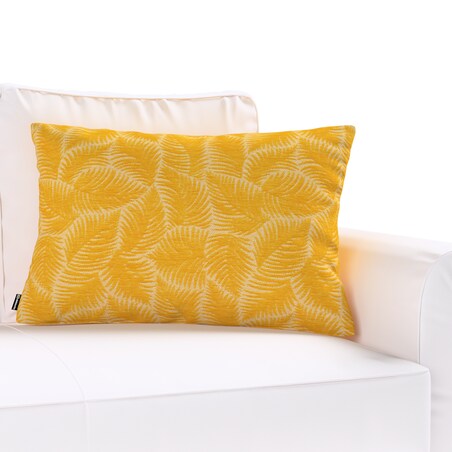 Poszewka Kinga na poduszkę prostokątną 47x28 miodowe liście paproci na beżowym tle