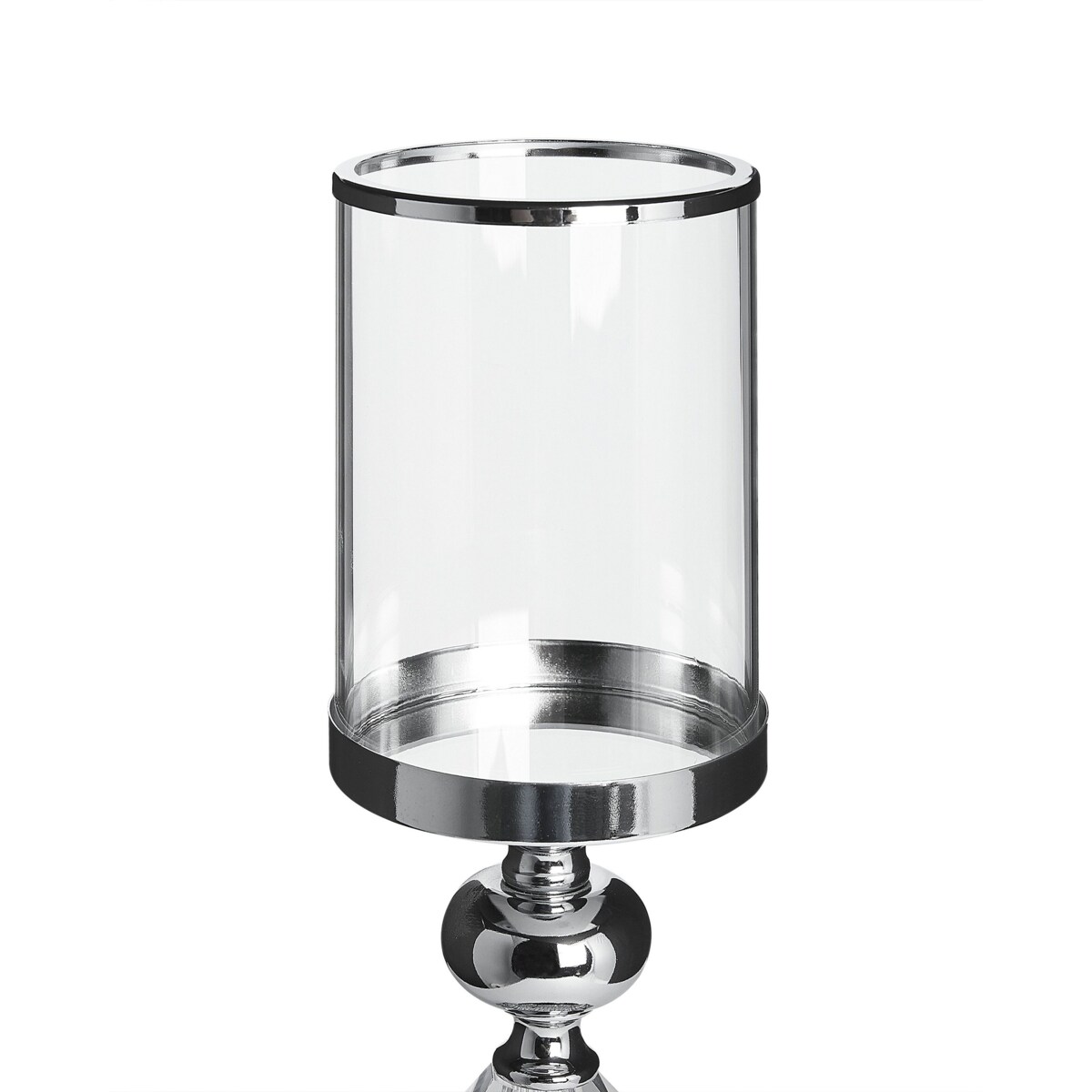 Świecznik szklany 42 cm srebrny BONAO