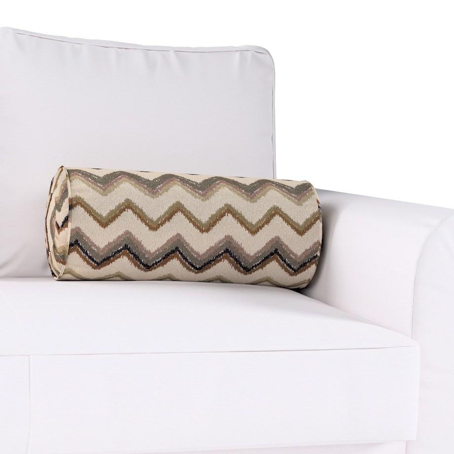 Poduszka wałek z zakładkami, beżowo-oliwkowy, Ø20 x 50 cm, Cosy Home