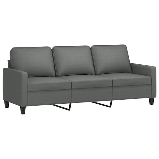 vidaXL Sofa 3-osobowa, ciemnoszara, 180 cm, tapicerowana tkaniną