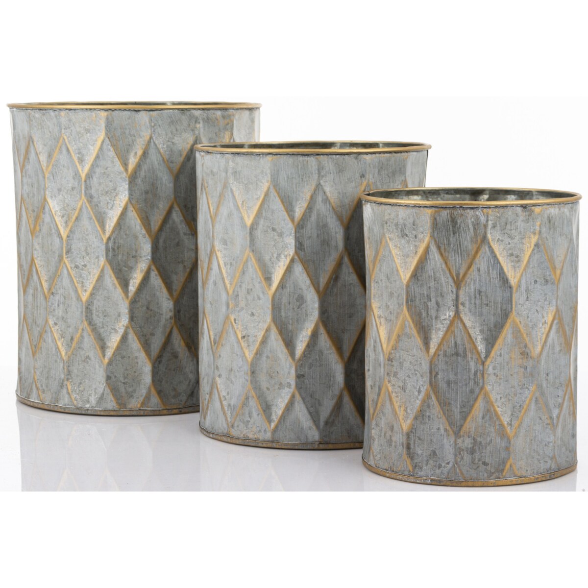 Komplet 3 szt. metalowych osłonek na doniczki BERCEO 25/22/19 x 21/18/15 cm