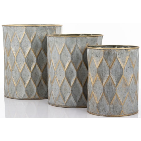 Komplet 3 szt. metalowych osłonek na doniczki BERCEO 25/22/19 x 21/18/15 cm