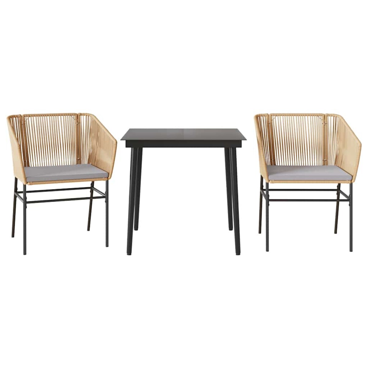 vidaXL 3-częściowy zestaw ogrodowy poduszkami brązowy polirattan szkło