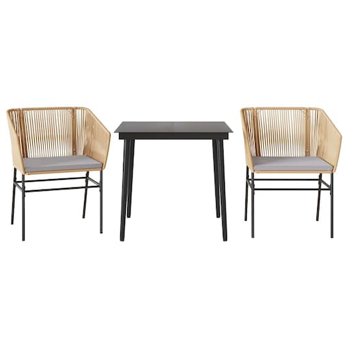 vidaXL 3-częściowy zestaw ogrodowy poduszkami brązowy polirattan szkło