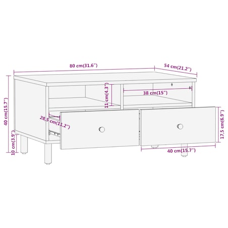 vidaXL Stolik kawowy, 80x54x40 cm, lite drewno mango