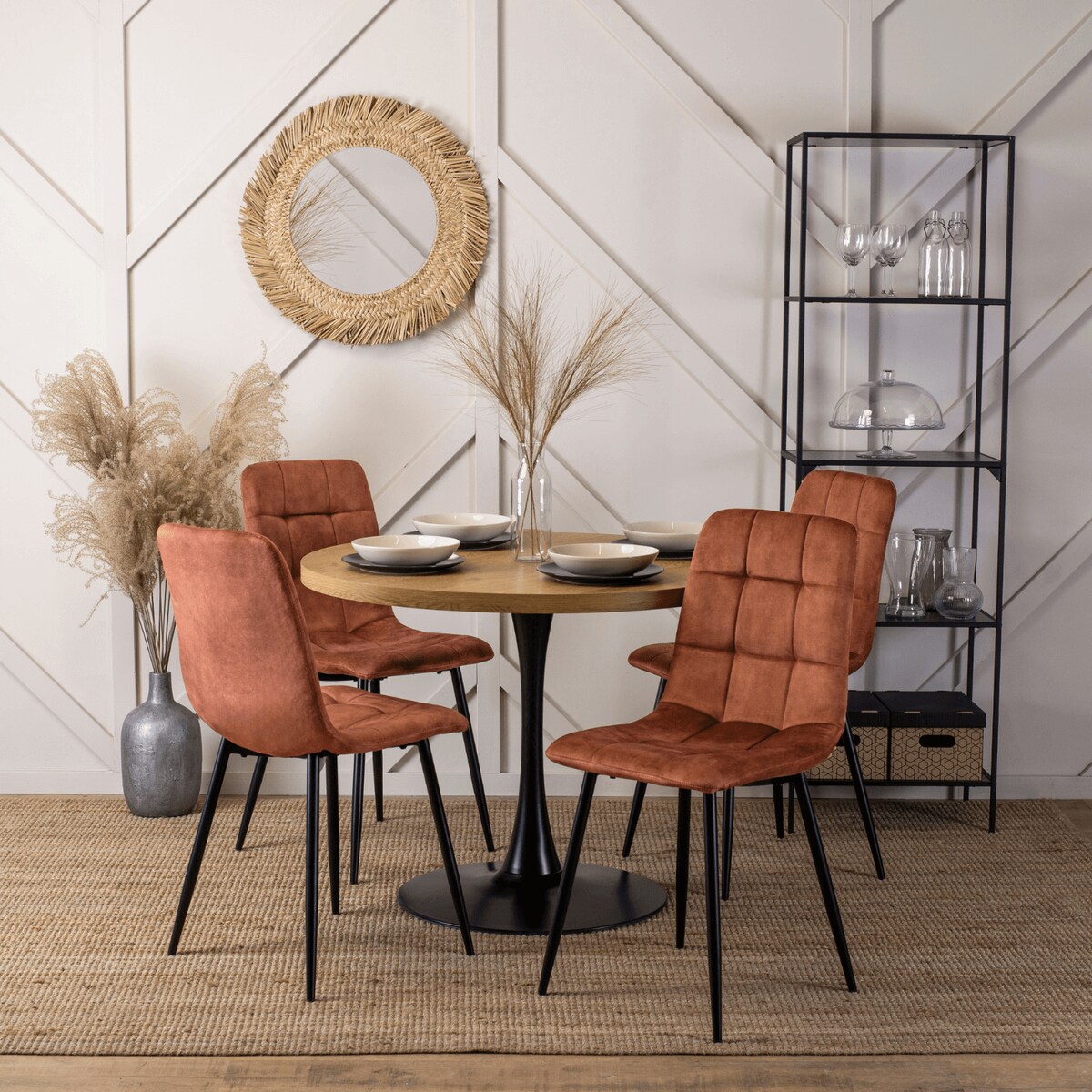 Krzesło Tapicerowane Welurowe Kuchenne Do Jadalni Salonu Loft Rude PERU