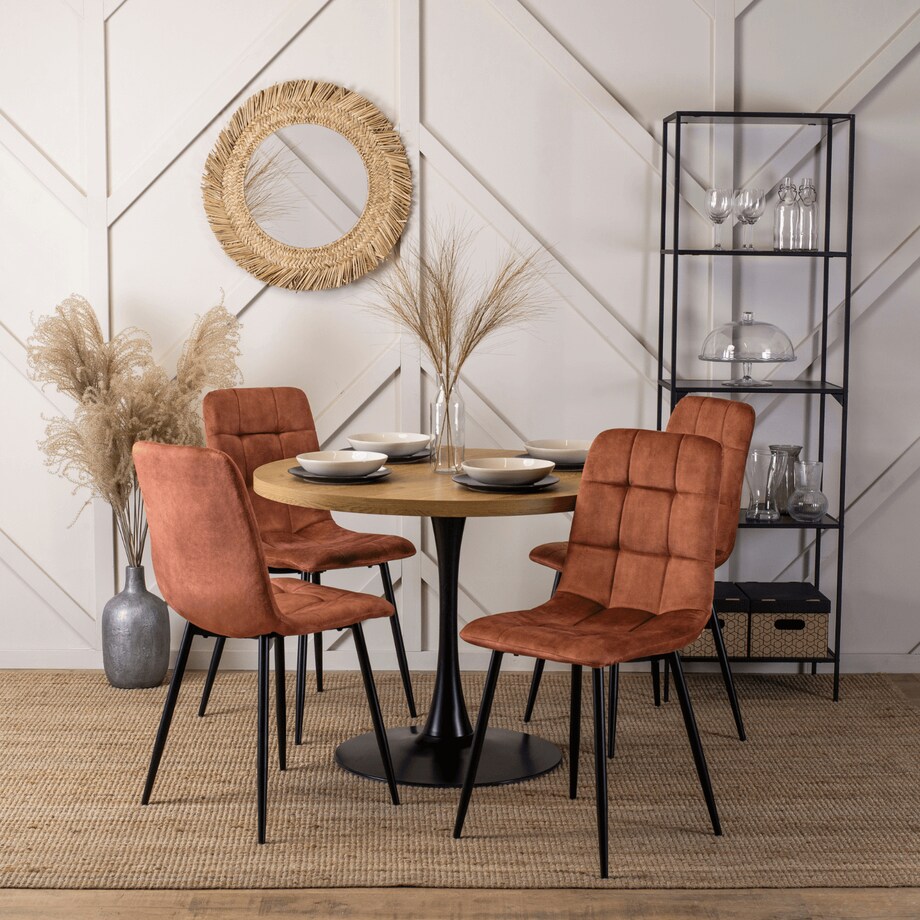 Krzesło Tapicerowane Welurowe Kuchenne Do Jadalni Salonu Loft Rude PERU