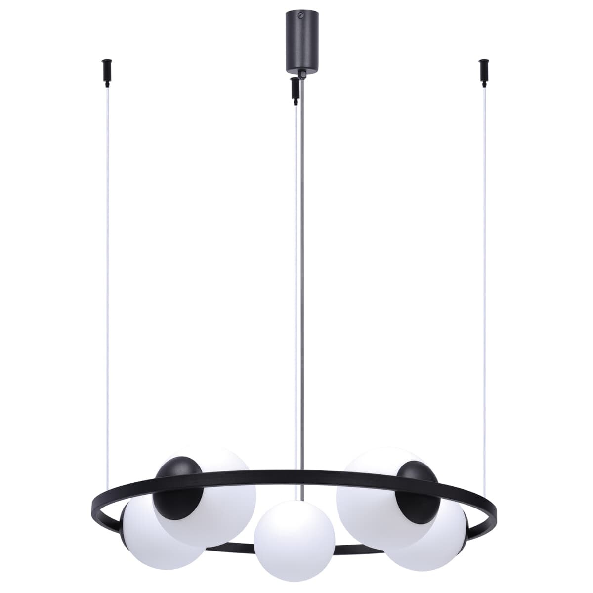 Wisząca lampa kuchenna ORBIT 5011 Zumaline kule ring biała czarna