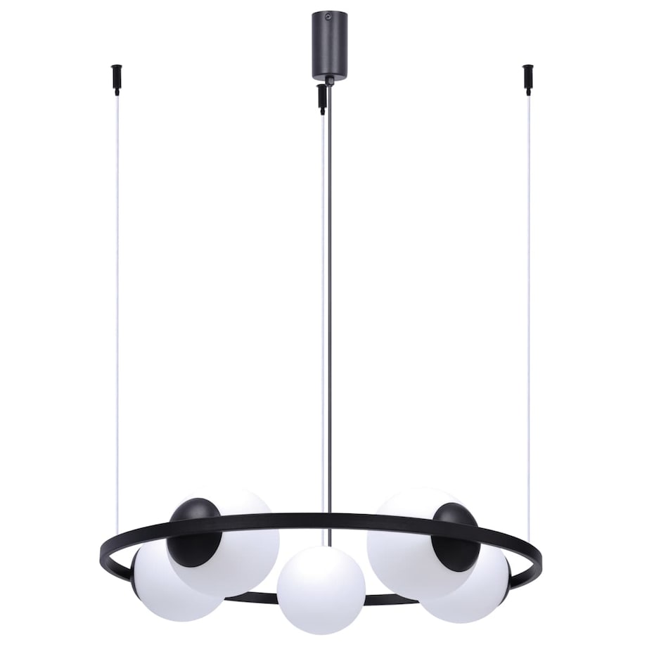 Wisząca lampa kuchenna ORBIT 5011 Zumaline kule ring biała czarna